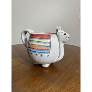 Adorable stoneware‎ llama coffee mug signed